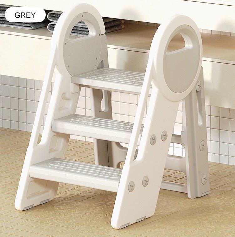 Multifunctional Child Toddler Learning Tower Non-slip Toilet Step Stool Plastic Folding Multi Heights 2 Step Stool Ladder - Micky Mart