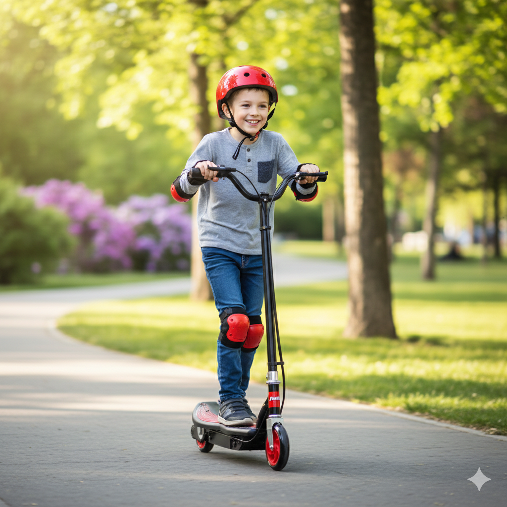 BULLET Electric Kids Scooter 140W Foldable Children Ride On Commuter Toy Battery Boys Girls, ZPS Red