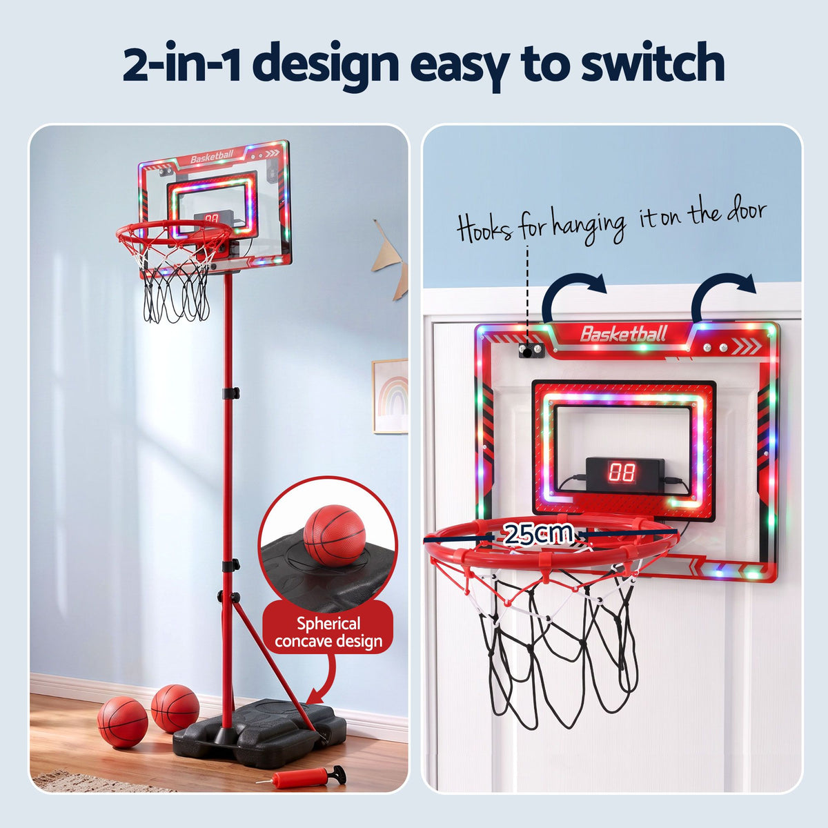 Everfit 2-in-1 Kids Basketball Hoop Set – Adjustable Indoor Basketball Hoop