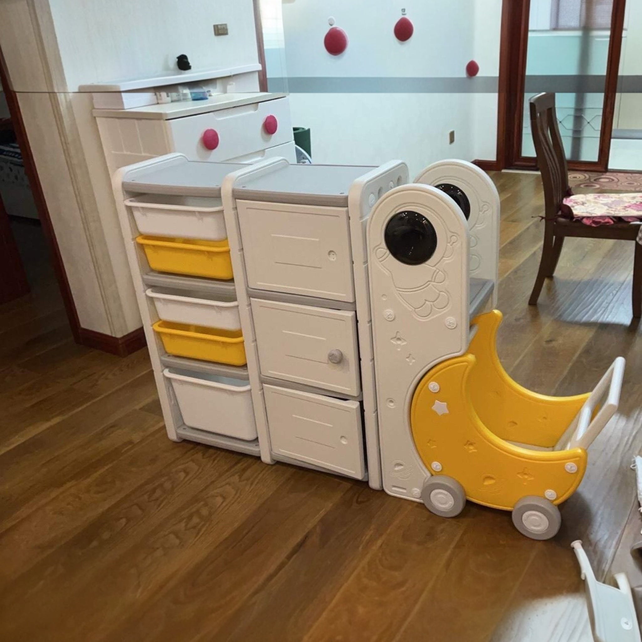 Kids Storage Toy Shelf With Mobile 4 Wheels Cart