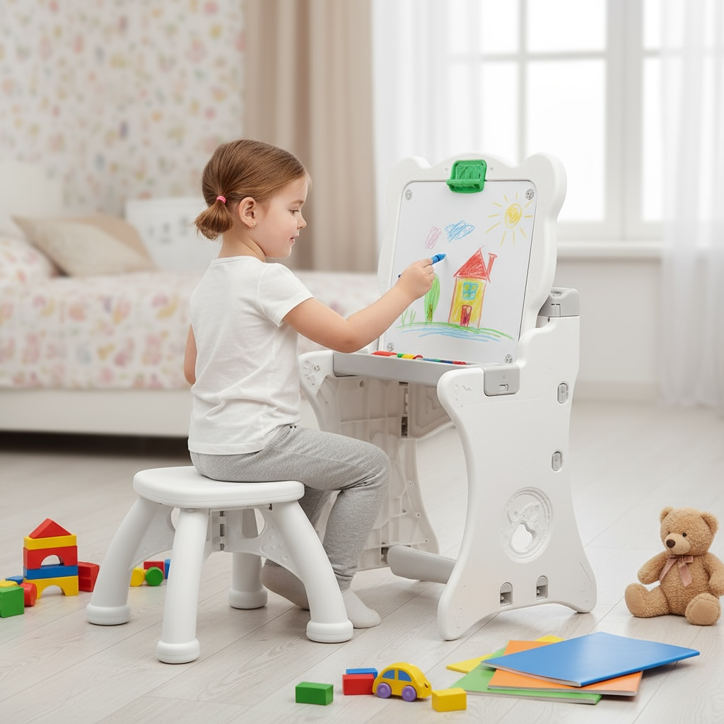 🎨 Kids Easel with Stool – Creative Play for Little Artists