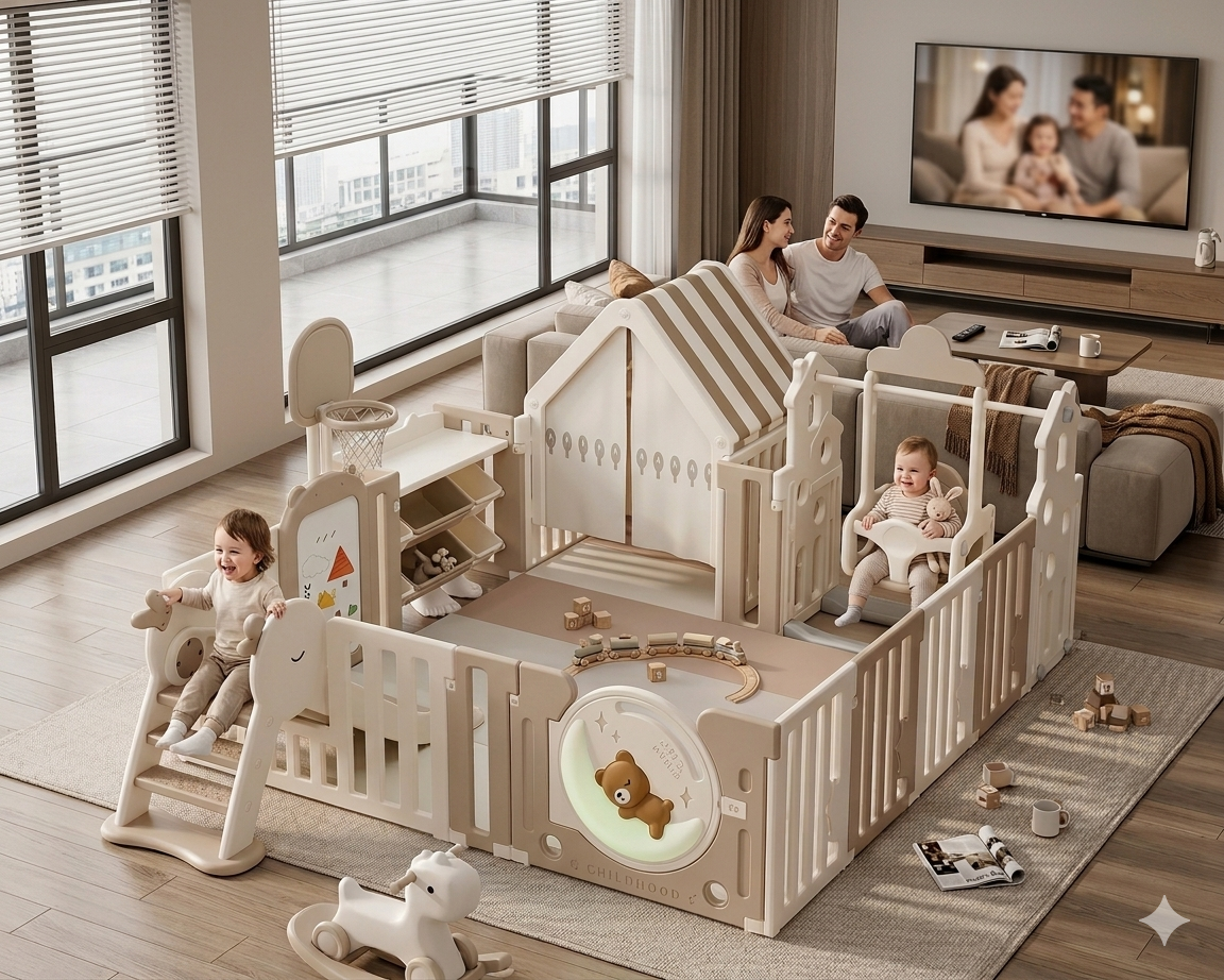 🐻 Bear Style Playpen – Safe And Fun All-in-One Activity Center