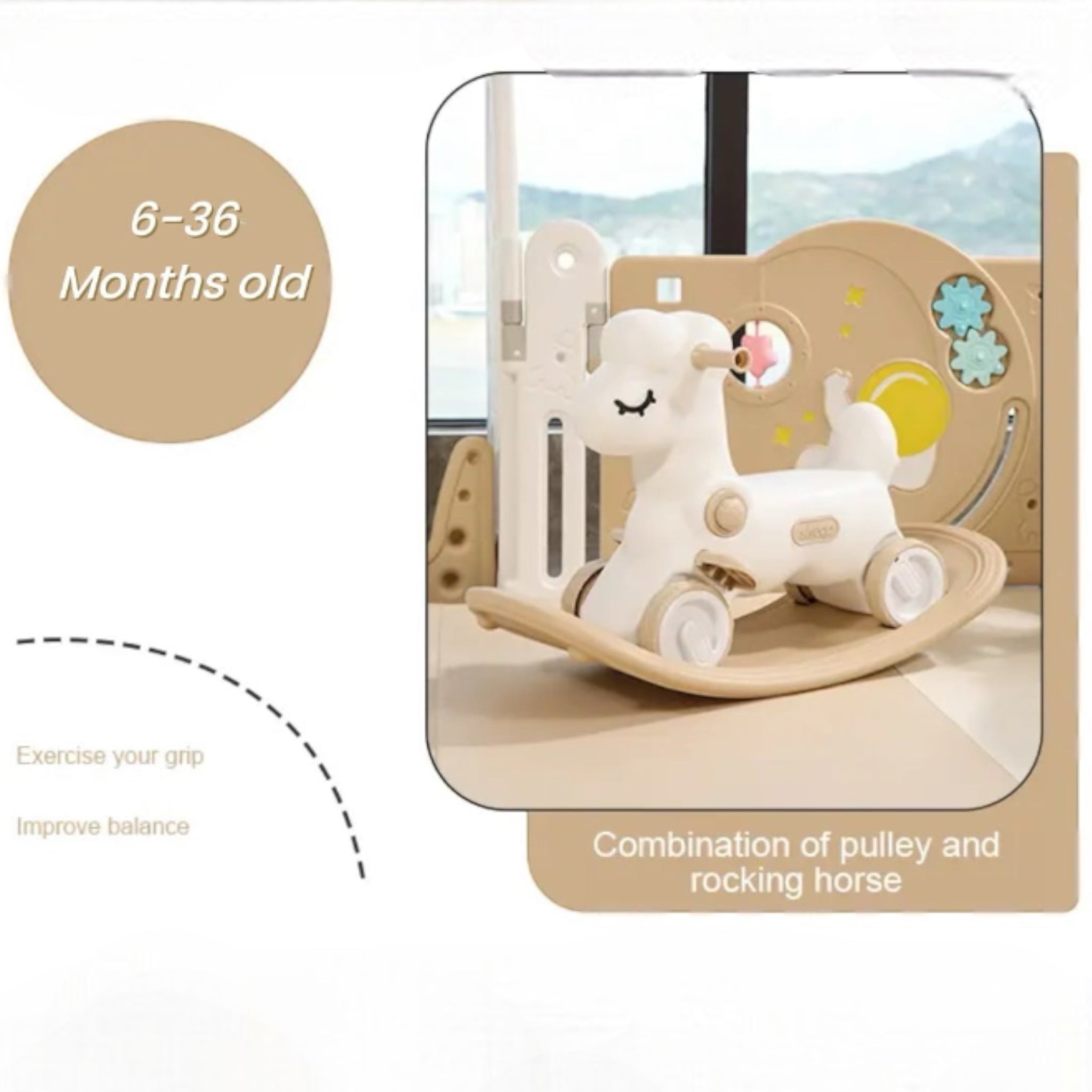 Kids Space Playpen With Slide Swing And Easel Entertainment Fun And Rocking Horse 180*200cm