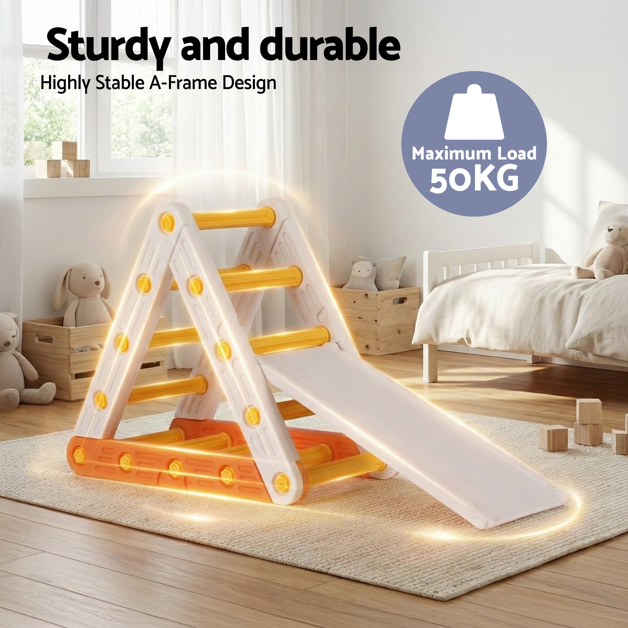 Keezi Versatile Toddler Climber Playset – Slide & Triangle Climbing Set