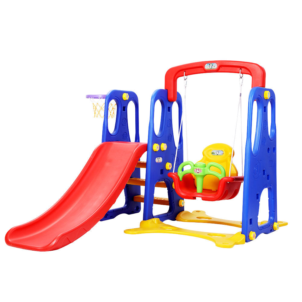 Keezi 3-in-1 Kids Play Centre – Slide, Swing & Basketball Hoop