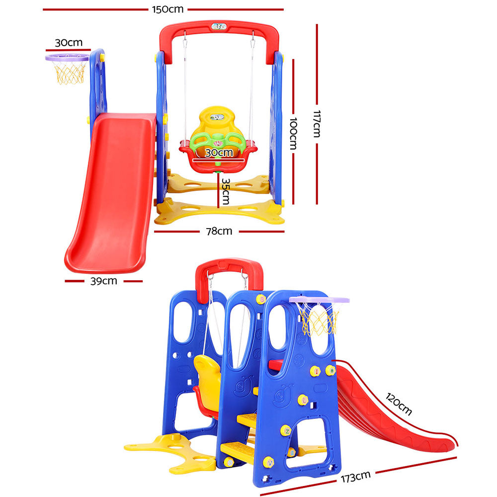 Keezi 3-in-1 Kids Play Centre – Slide, Swing & Basketball Hoop