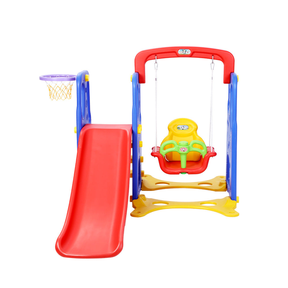 Keezi 3-in-1 Kids Play Centre – Slide, Swing & Basketball Hoop