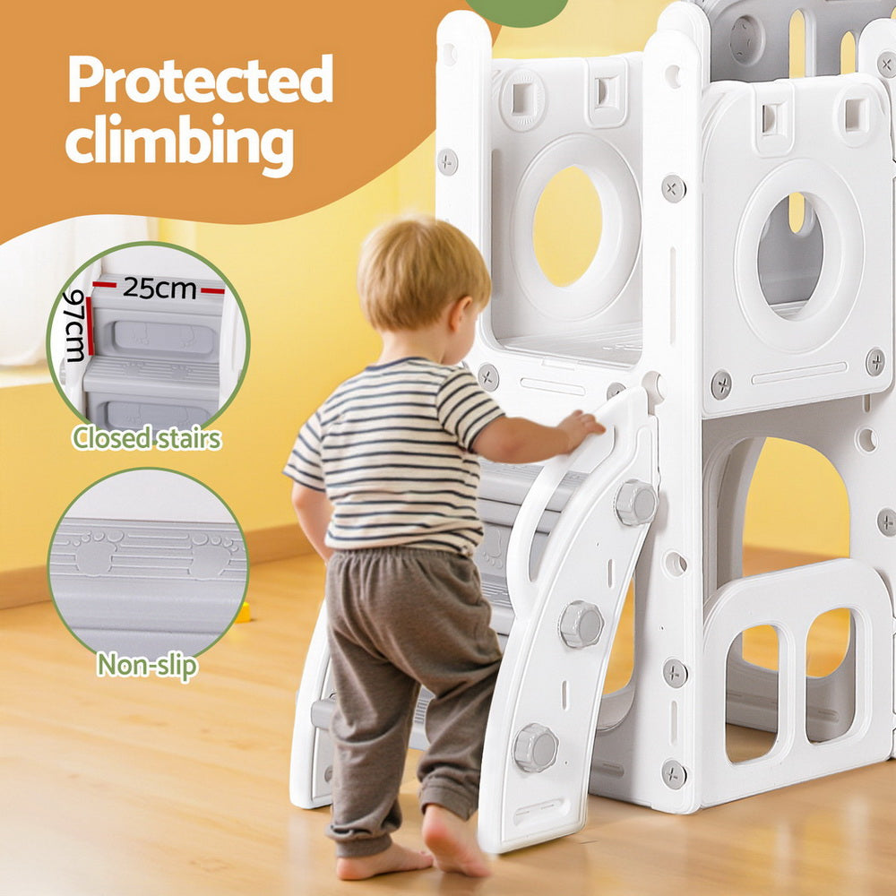 Keezi 3-in-1 Kids Slide Play Set with Telescope & Dual Ladder