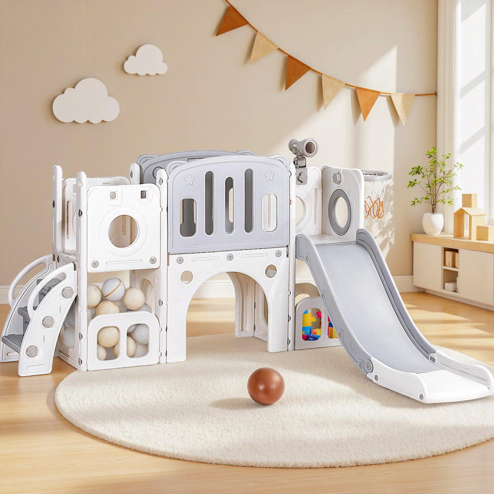 Keezi 3-in-1 Kids Slide Play Set with Telescope & Dual Ladder