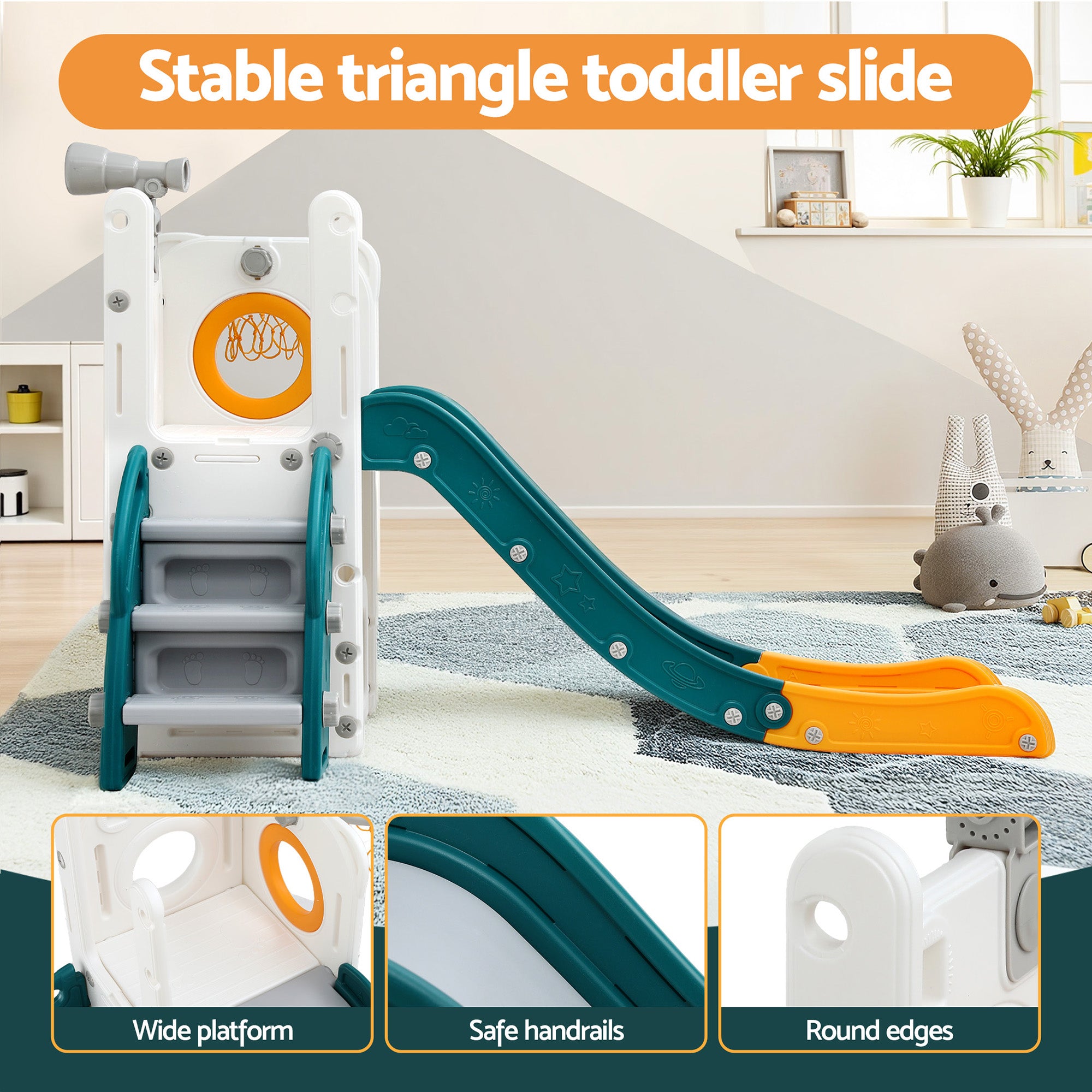 Keezi Multi-Activity Kids Play Centre with Slide, Basketball Hoop & Telescope