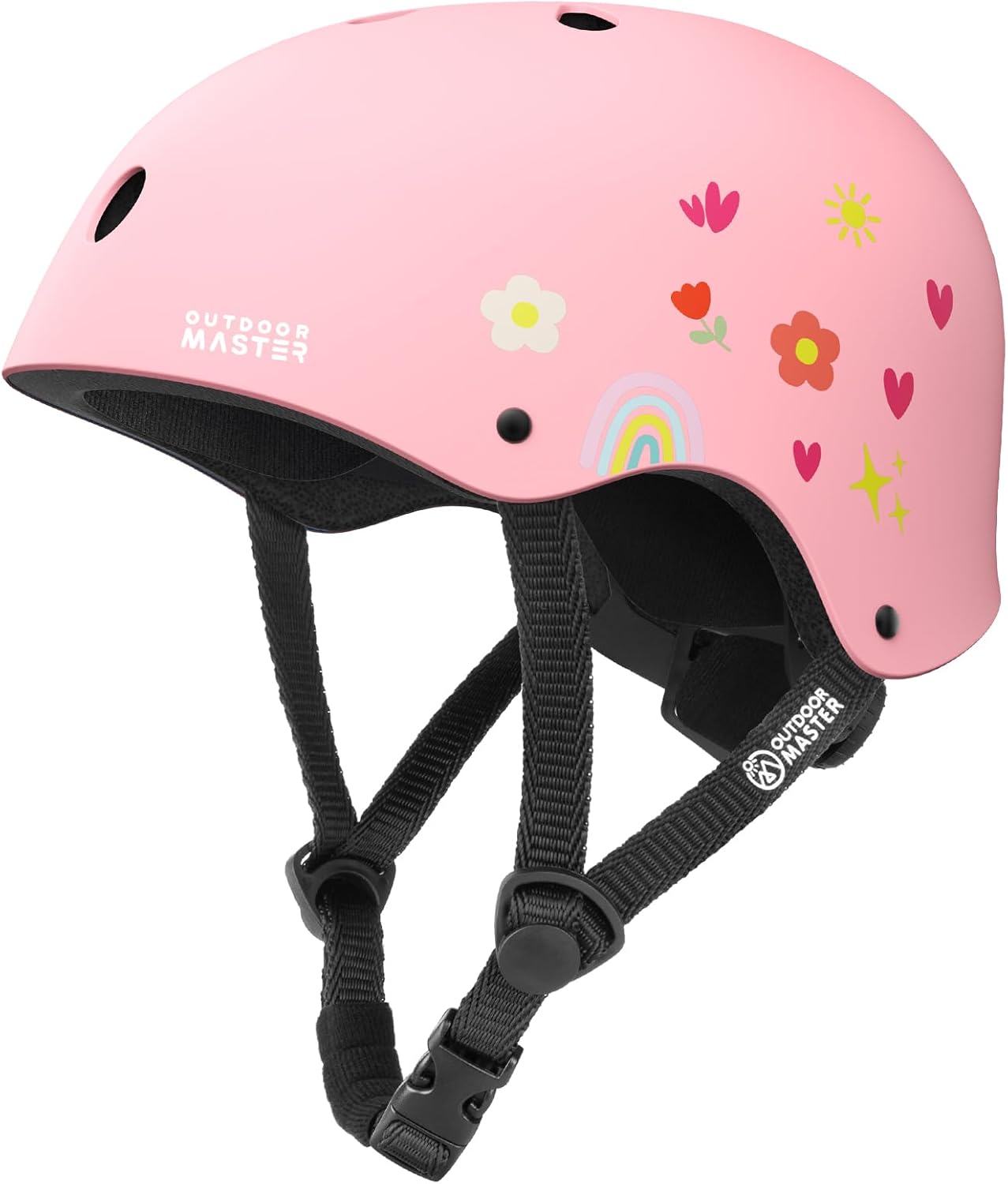 OutdoorMaster Oryx Kids Bike Helmet – Pink Flower (Large 56–60cm)