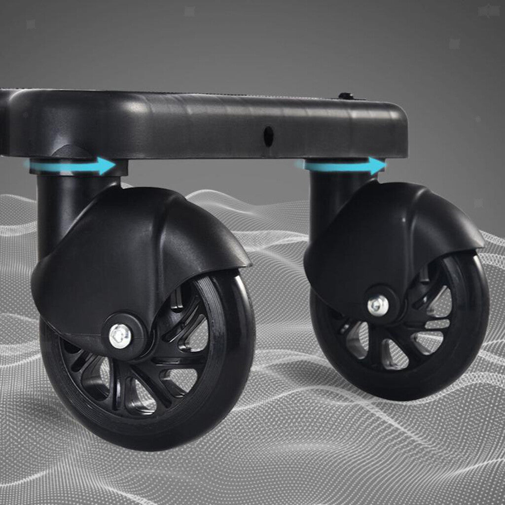 Stroller Ride-On Board with Seat – Stable, Safe & Perfect for Two Kids - Black Wheel