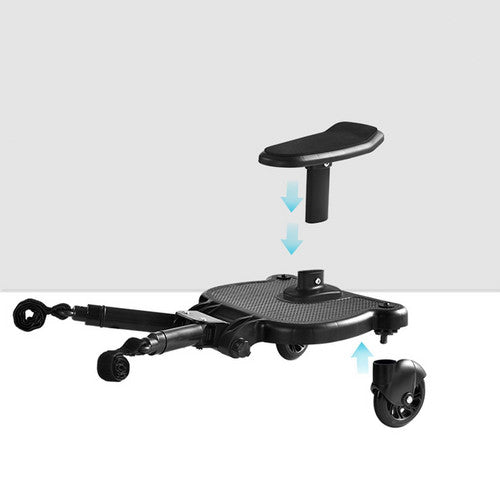 Stroller Ride-On Pedal Board with Removable Seat – Safe, Stable & Easy to Use - Pink Wheel