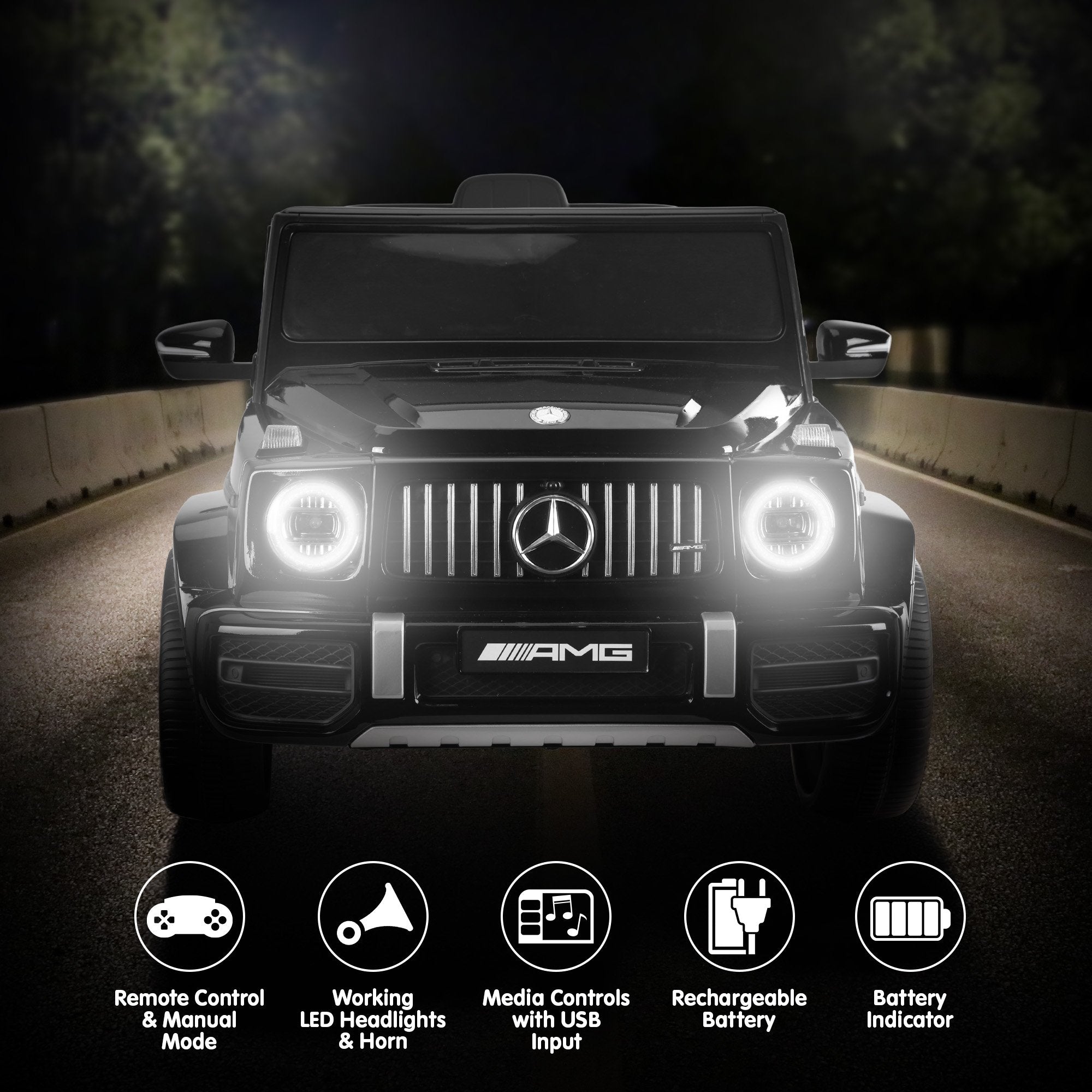 Kahuna Mercedes Benz AMG Licensed G63 Kids Electric Ride On Car Remote Control Dual 25W Motors Music Player LED Lights