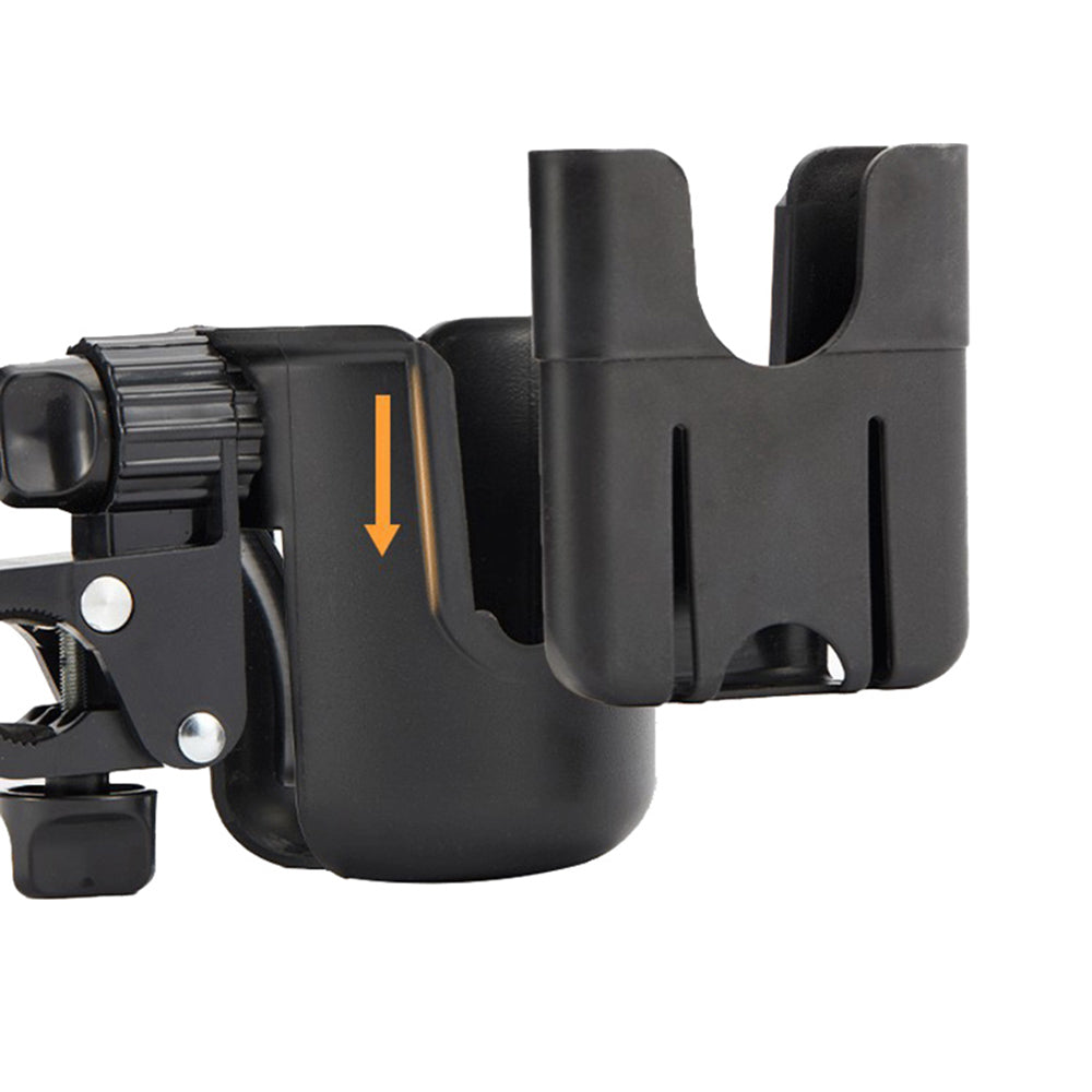 Universal 2-in-1 Stroller Cup Holder & Phone Mount | 360° Rotatable Pram Accessory - Black