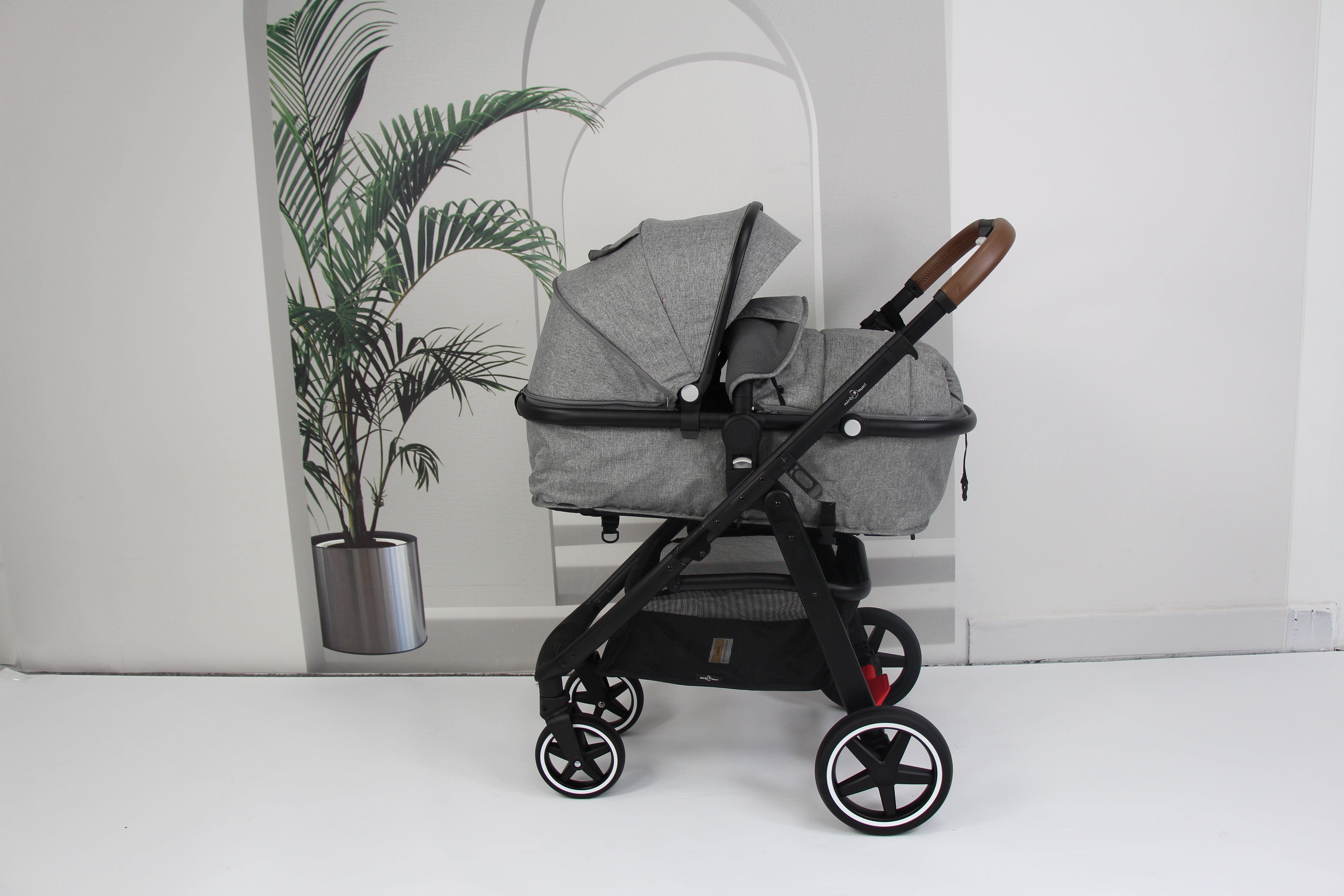 Baby pram / stroller 2 in 1 convertible - grey - Micky Mart