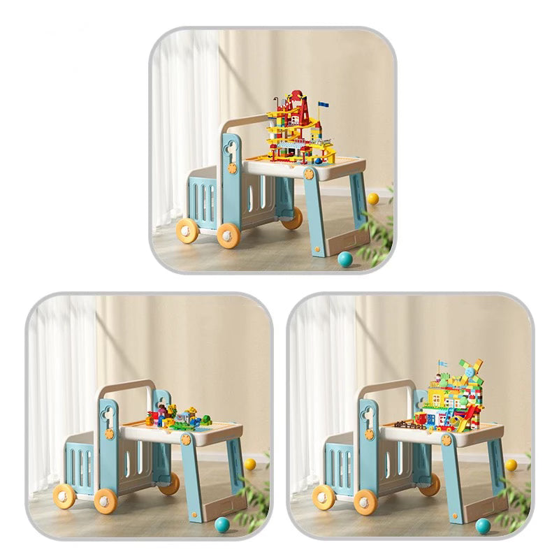 Multifunctional kids table table and chair with toy storgae and block board - Micky Mart