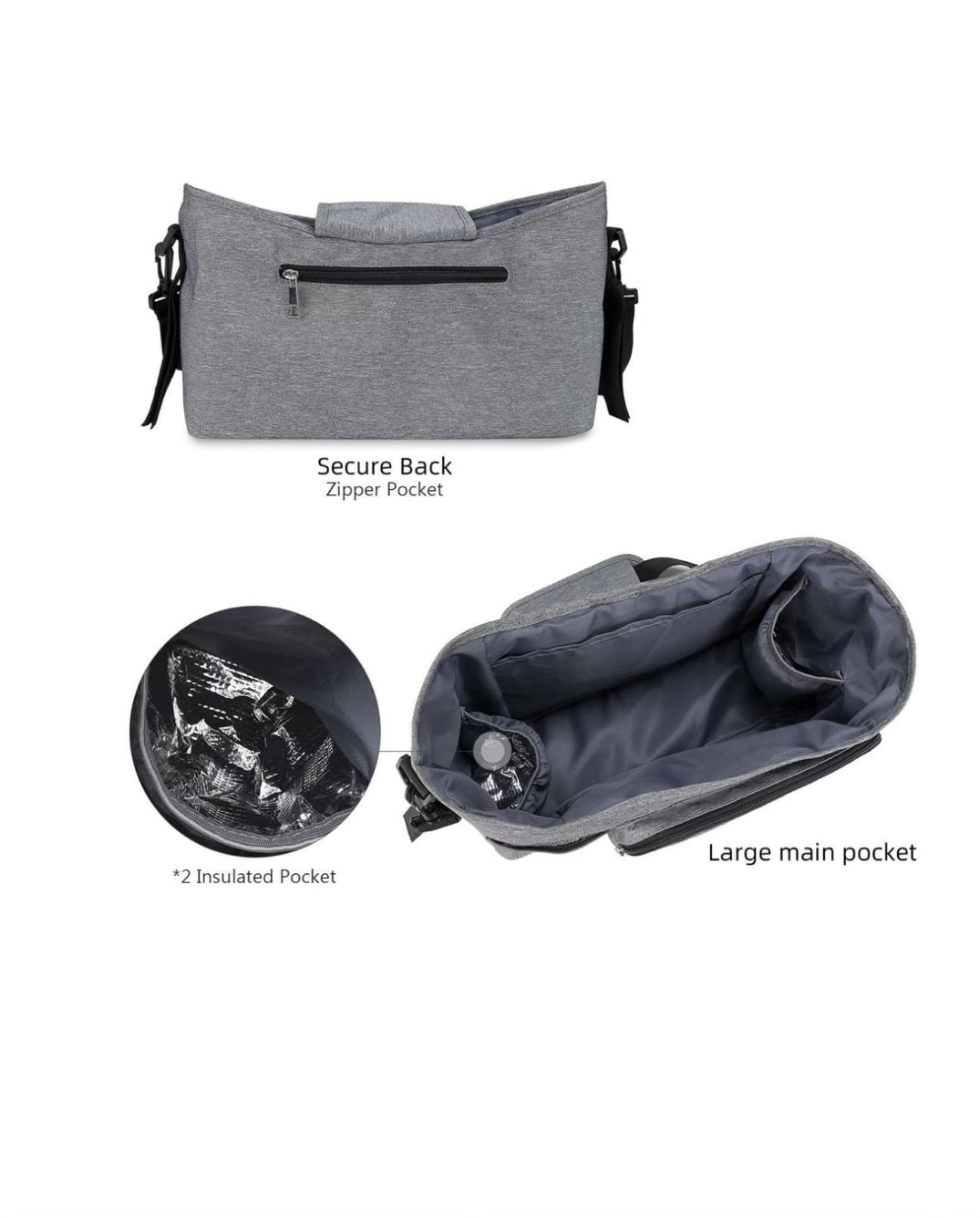 Baby stroller bag all in one Organiser with 2 cup holder multiple zipper packets - Micky Mart