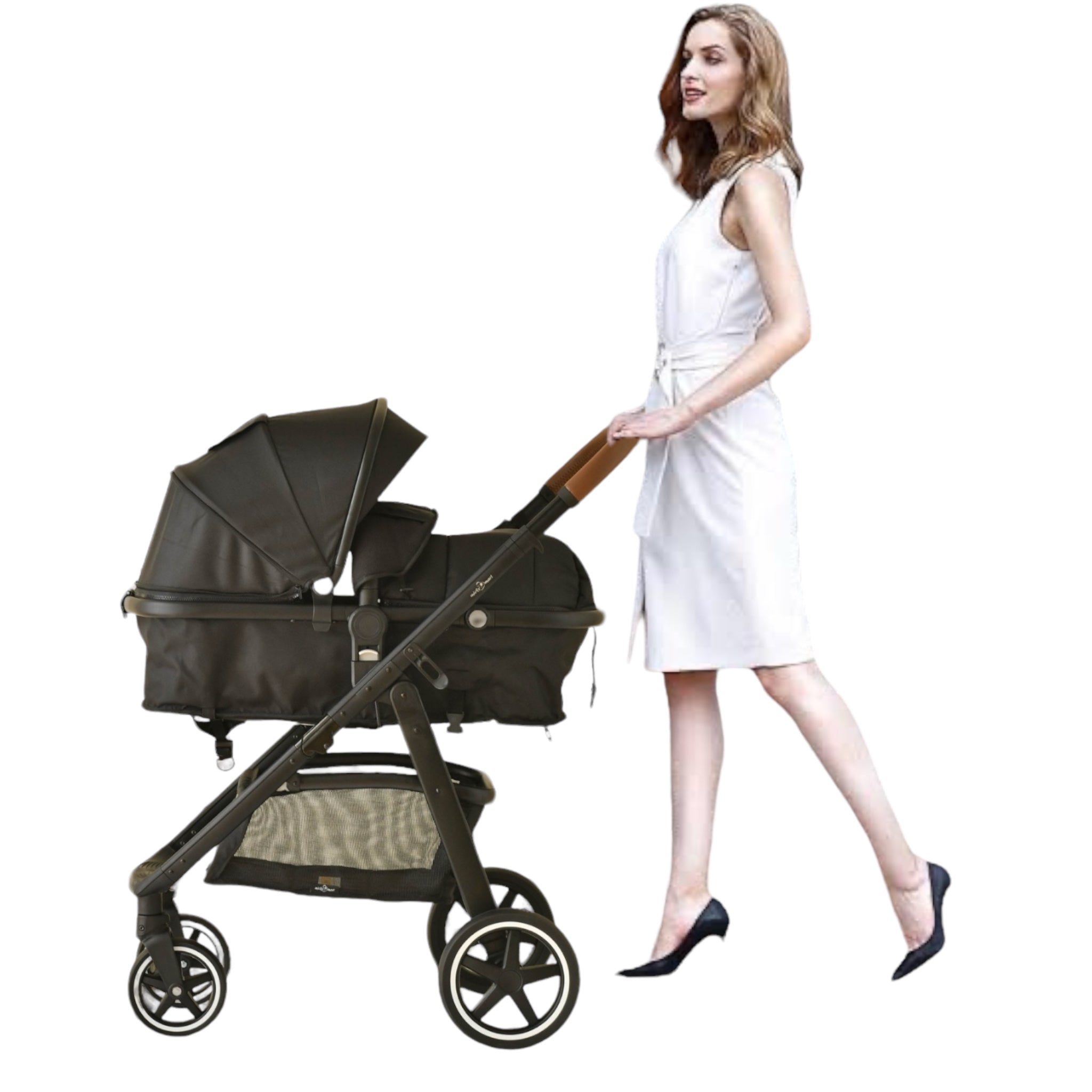 2-in-1 convertible pram and stroller (black) – bassinet and stroller combo
