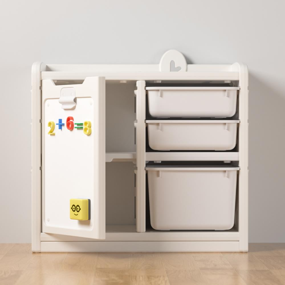 “2-in-1 kids connected easel with storage – marker and chalk board with stool”