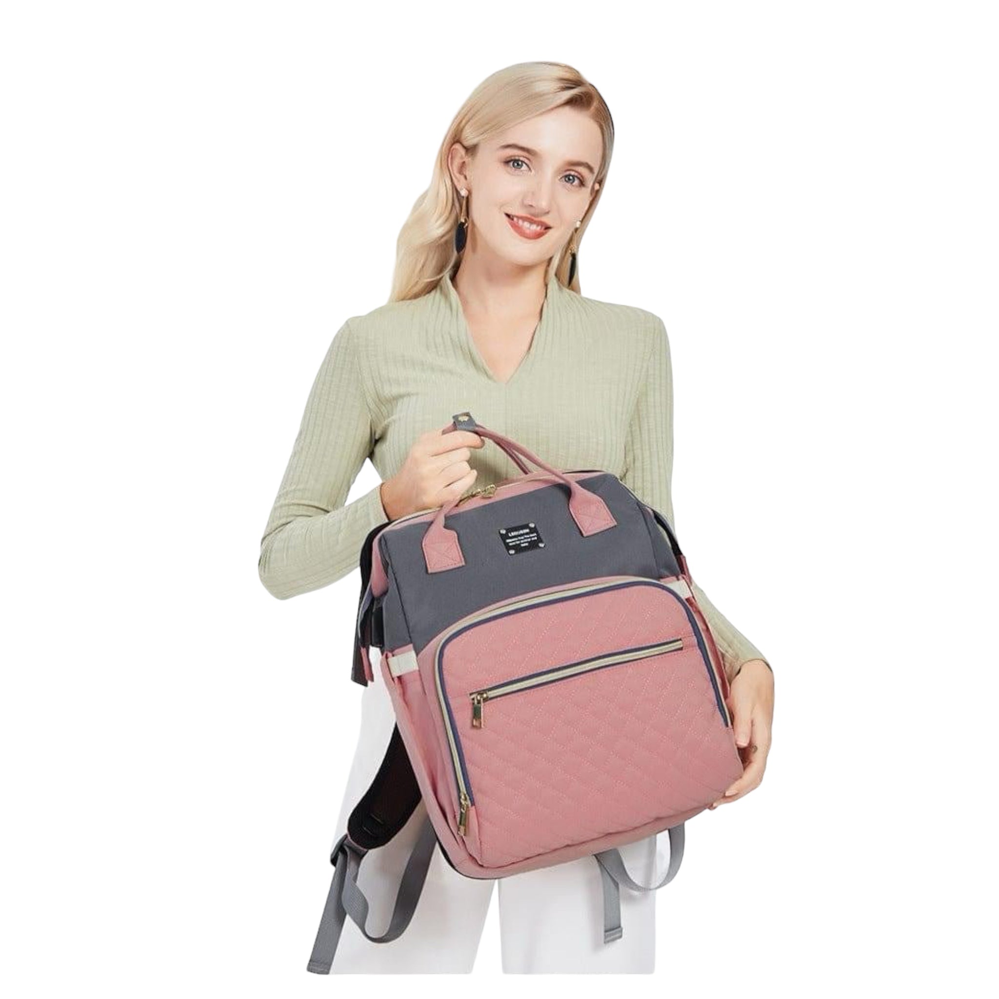 Mother and baby double-shoulder diaper backpack – spacious, ergonomic and stylish.