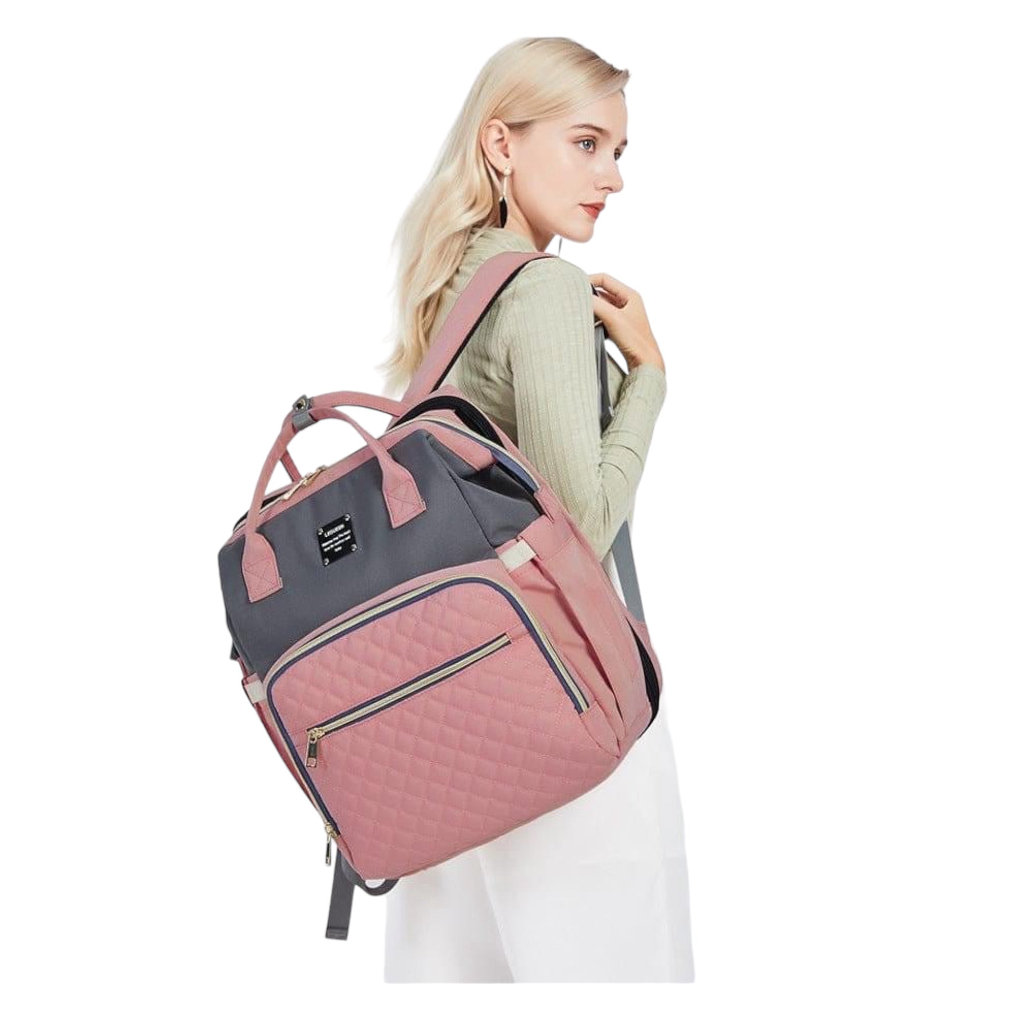 Mother and baby double-shoulder diaper backpack – spacious, ergonomic and stylish.