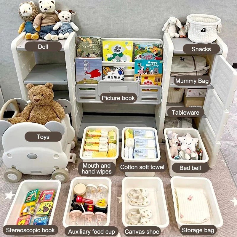 Bear 2 in 1 Not Easy Dirty Cabinet Living Room Toys Organiser Storage Rack Dust - Proof Storage - Micky Mart
