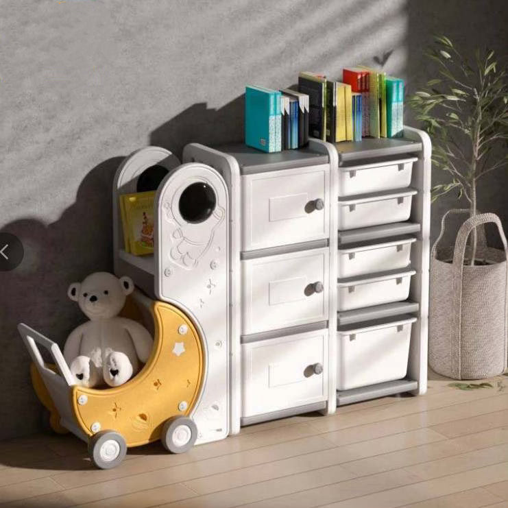 Kids Storage shelf with mobile 4 wheels cart - Micky Mart
