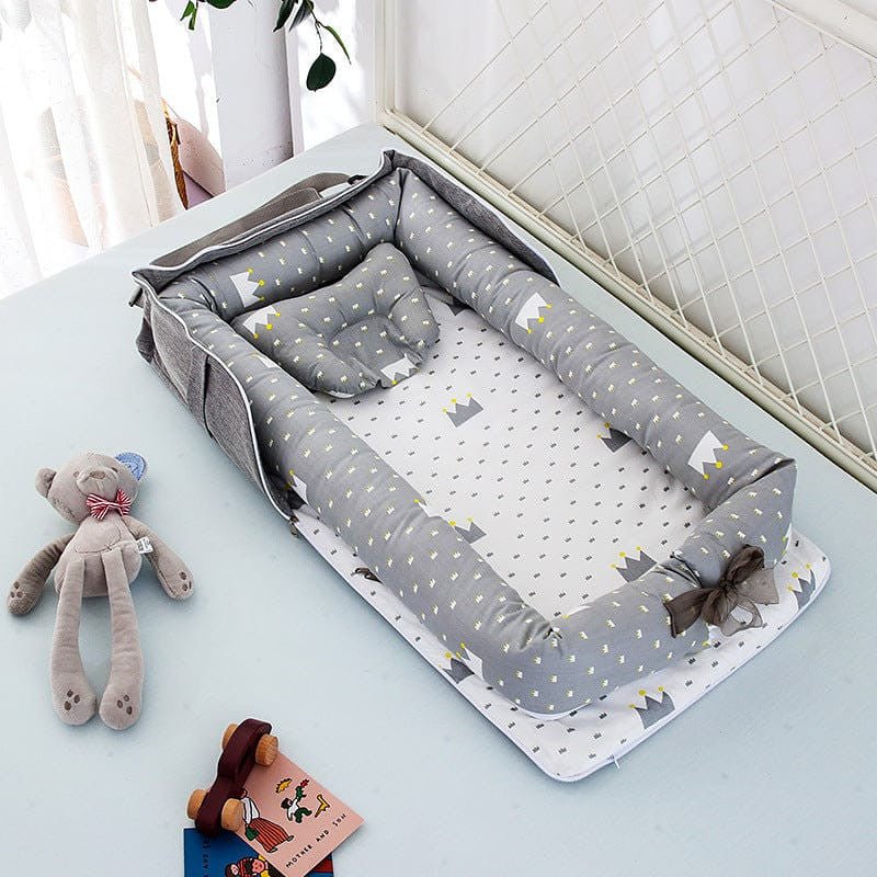 Portable Baby Nest With Pillow, Newborn Baby Lounger With Foldable Bag - Micky Mart