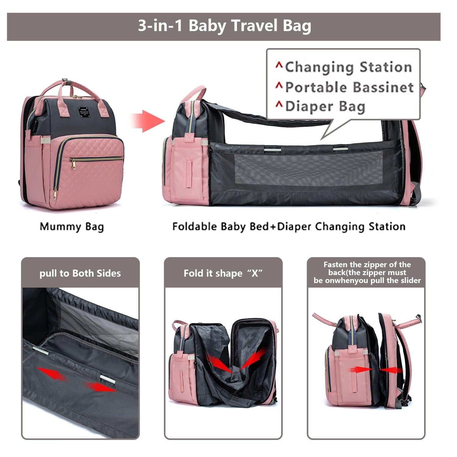 Mother and baby double-shoulder diaper backpack – spacious, ergonomic and stylish.